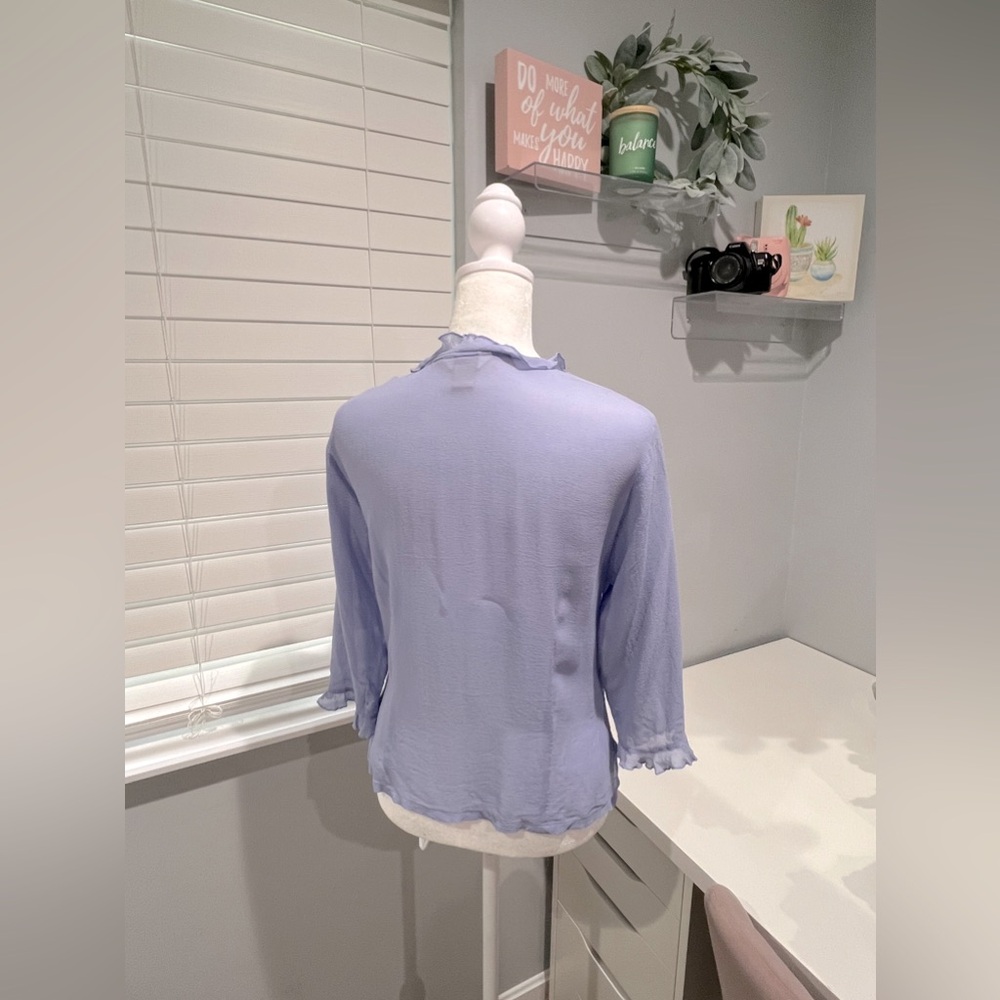 Vintage Christopher & Banks 100% Silk‎ Ruffle Trim Top - Picture 5 of 8